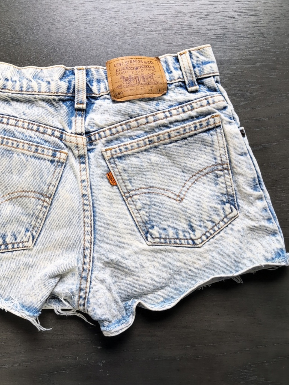 Vintage Levi's Student Fit Orange Tab Cut Off Acid Wash 80s Jean Shorts Festival